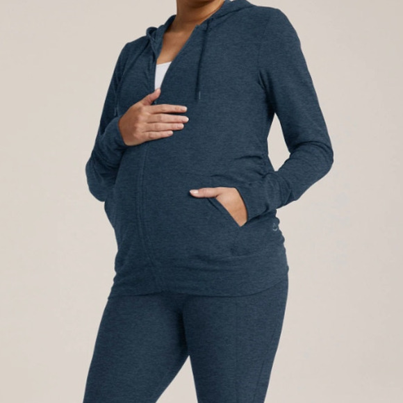 Beyond the Bump Spacedye Everyday Maternity Hoodie Navy - Picture 1 of 5